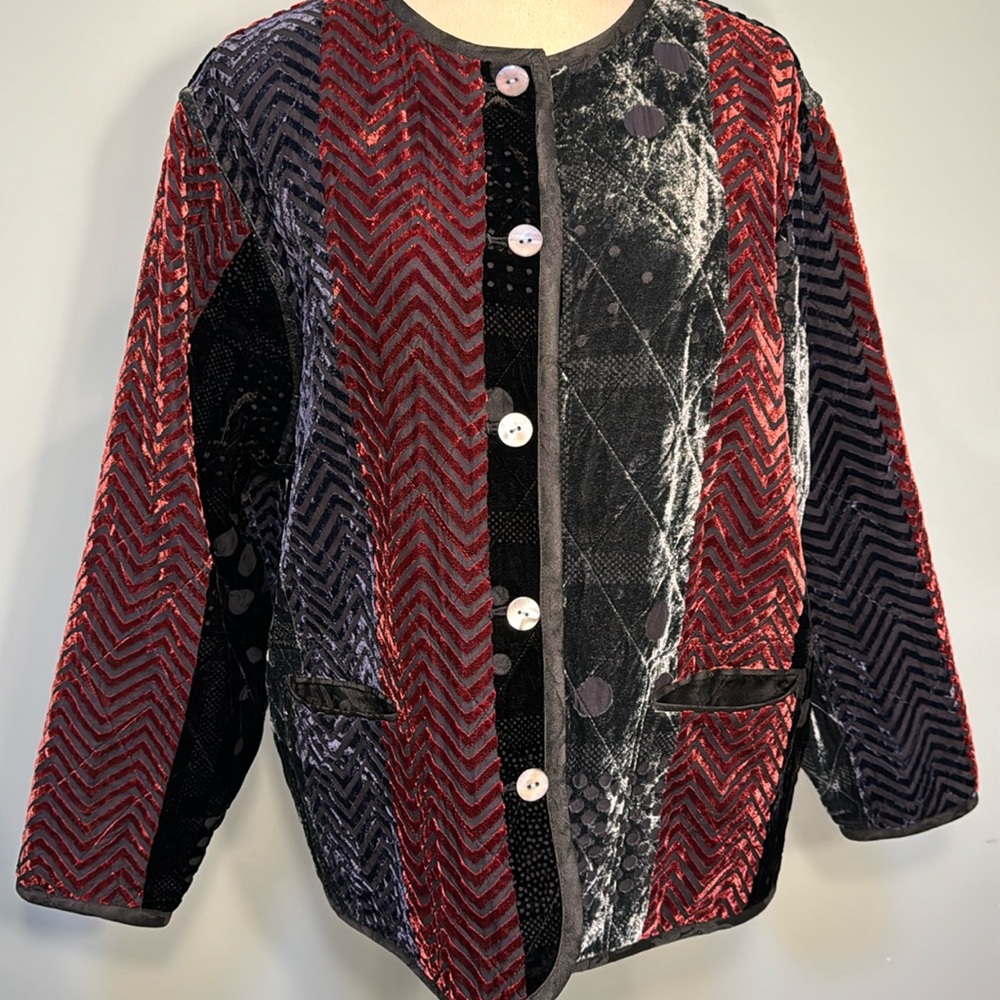 Vintage KOOS rayon and silk quilted velour jacket Size 1X